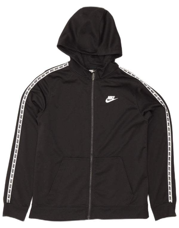 Nike drenge grafisk hættetrøje med lynlås 13-14 år XL sort farveblok