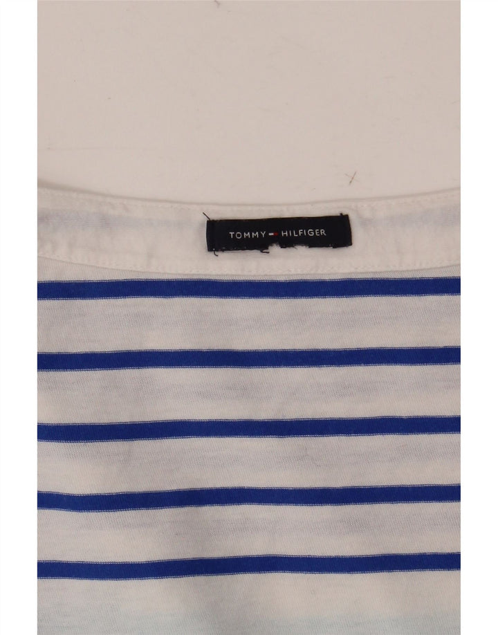 TOMMY HILFIGER Dame Top 3/4 ærmer UK 12 Mellem blå stribet
