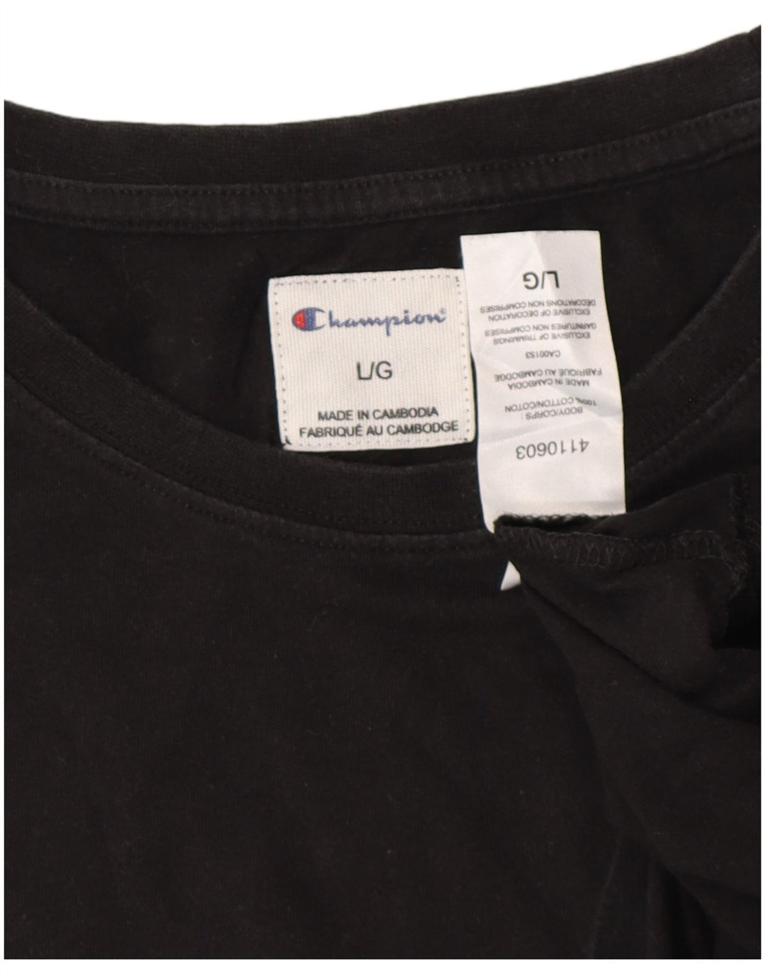 Champion Dame Grafisk T-Shirt Top UK 16 Stor Sort Bomuld