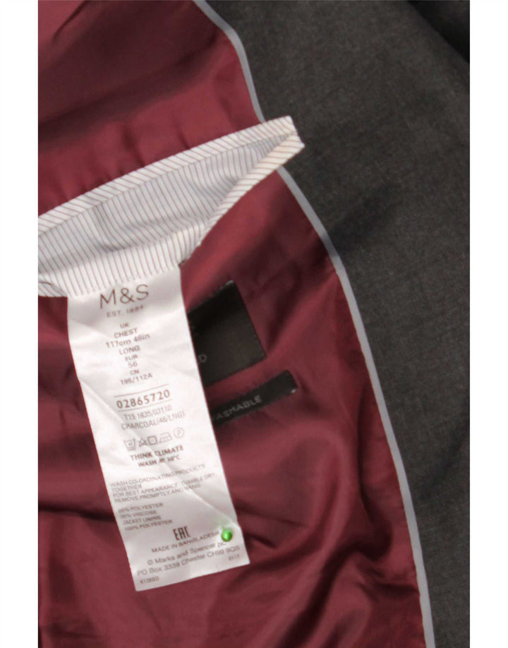 Marks & Spencer Herre 2-knaps blazerjakke UK 46 XL Grå Polyester