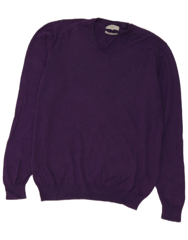 Marks & Spencer Herre Regular Fit V-hals sweater Stor lilla bomuld