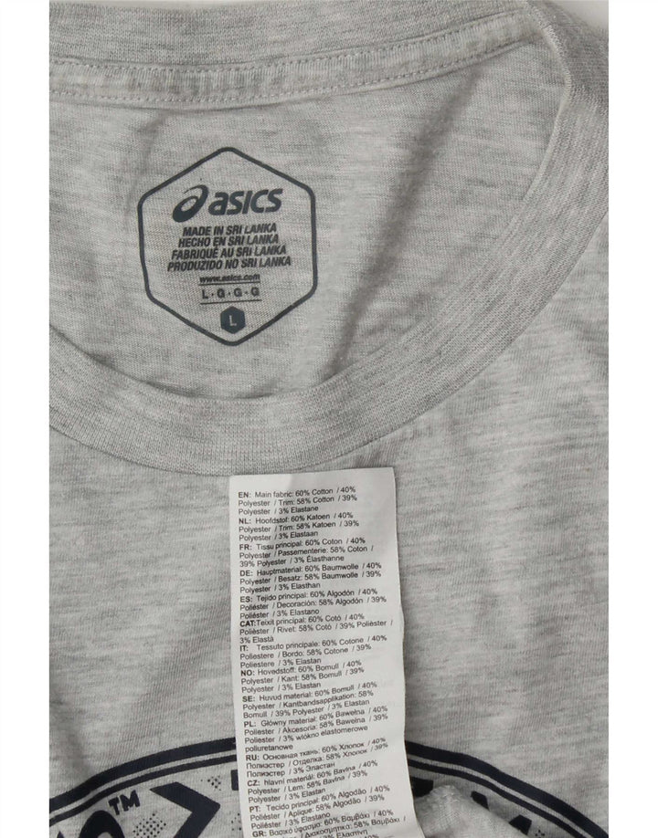 Asics Herre Grafisk T-Shirt Top Stor Grå Bomuld