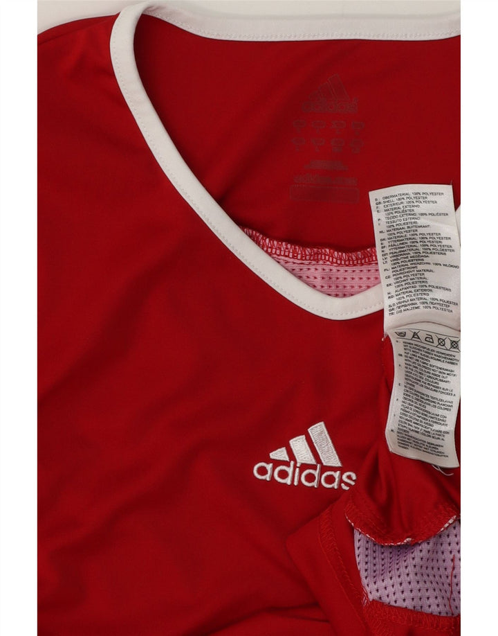 Adidas Herre Climalite T-Shirt Top Stor Rød Colourblock Polyester