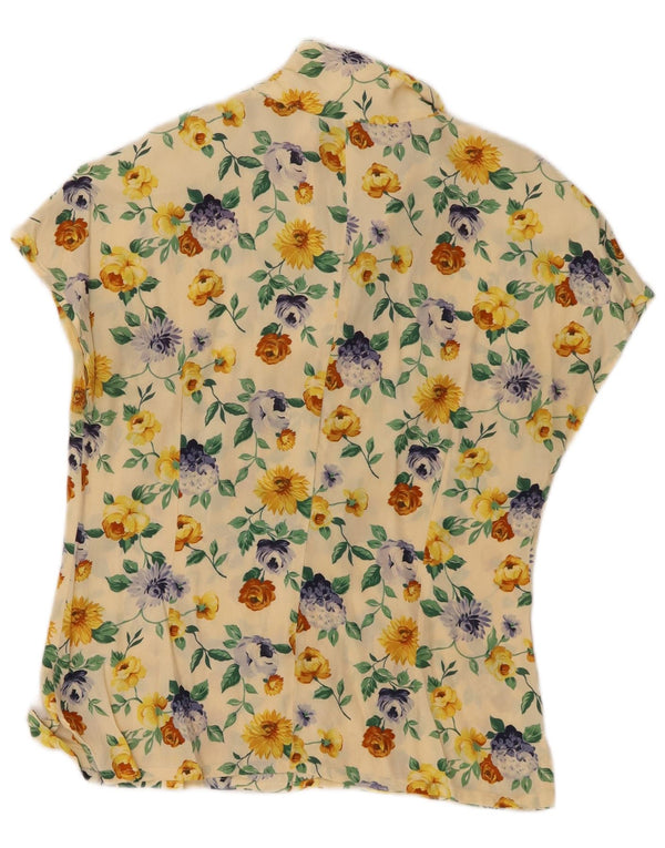Luisa Spagnoli Kortærmet skjortebluse til kvinder UK 14 Medium Yellow Floral