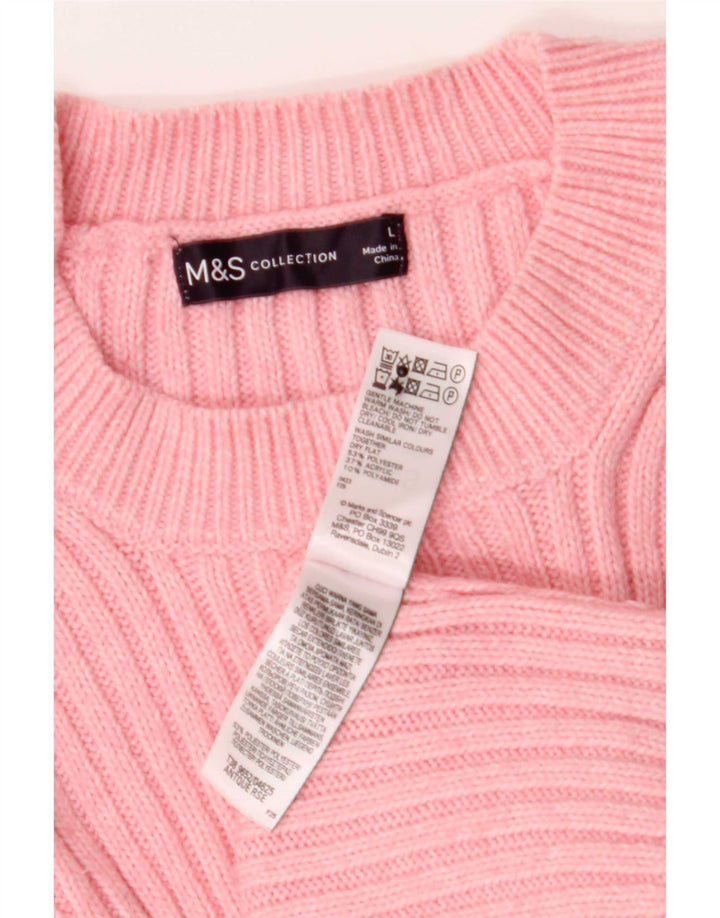 Marks & Spencer Dame sweater med rund hals DK 16 Large Pink Polyester