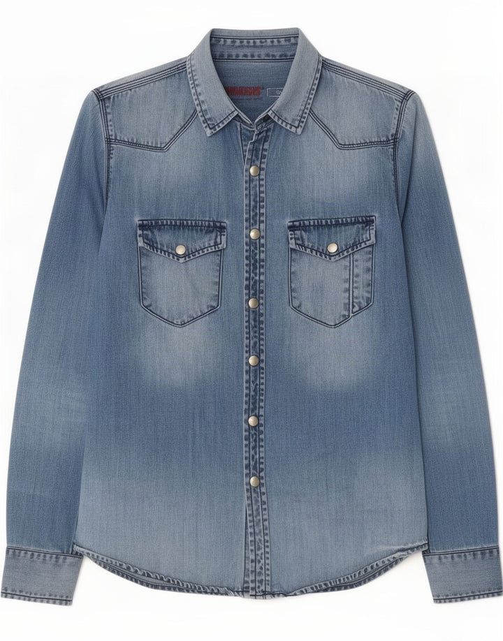 Morris Denimskjorte til mænd Large Blue Cotton
