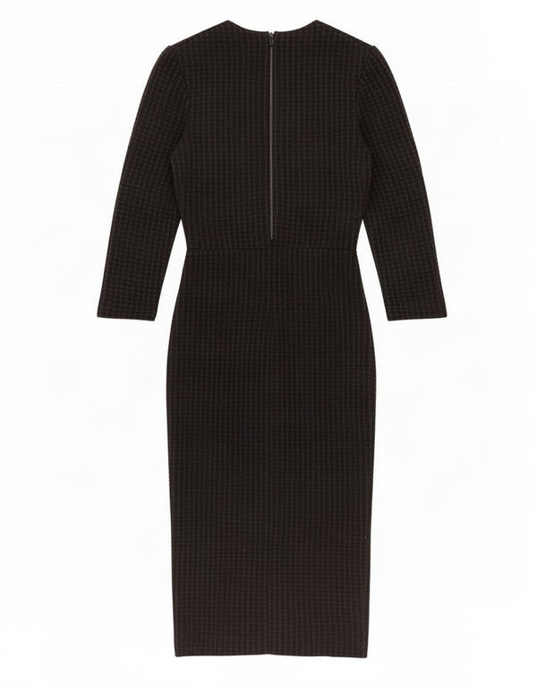Reiss Womens 3/4-ærmet Bodycon Kjole UK 6 XS Sort Stribet Lyocell