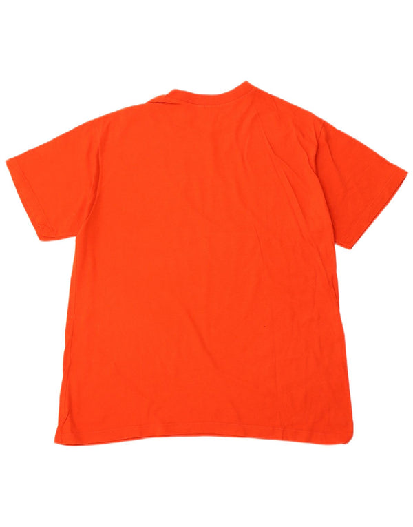 BENETTON Womens Graphic T-Shirt Top UK 16 Large Orange Cotton