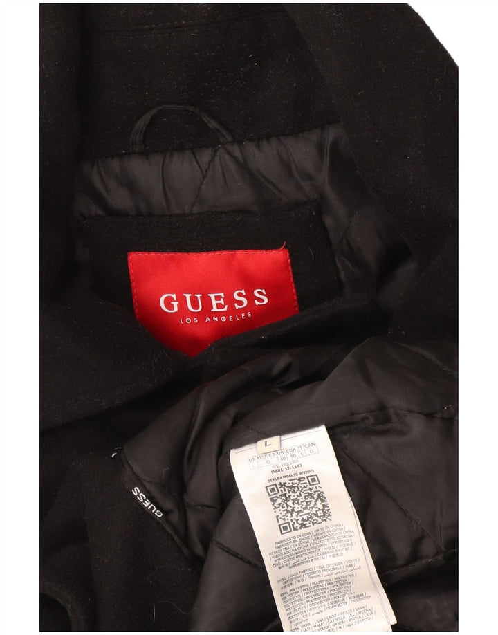 Guess Herre Pea Coat UK 40 Large Black Polyester