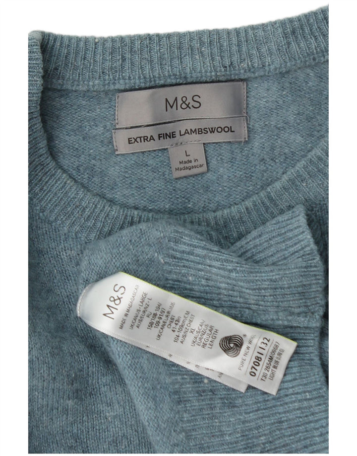 Marks & Spencer Herre sweater med rund hals, stor blå ny uld