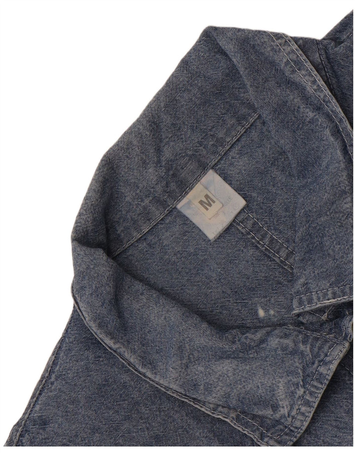Vintage Dame Oversized Denim Shirt UK 14 Medium Blue Cotton