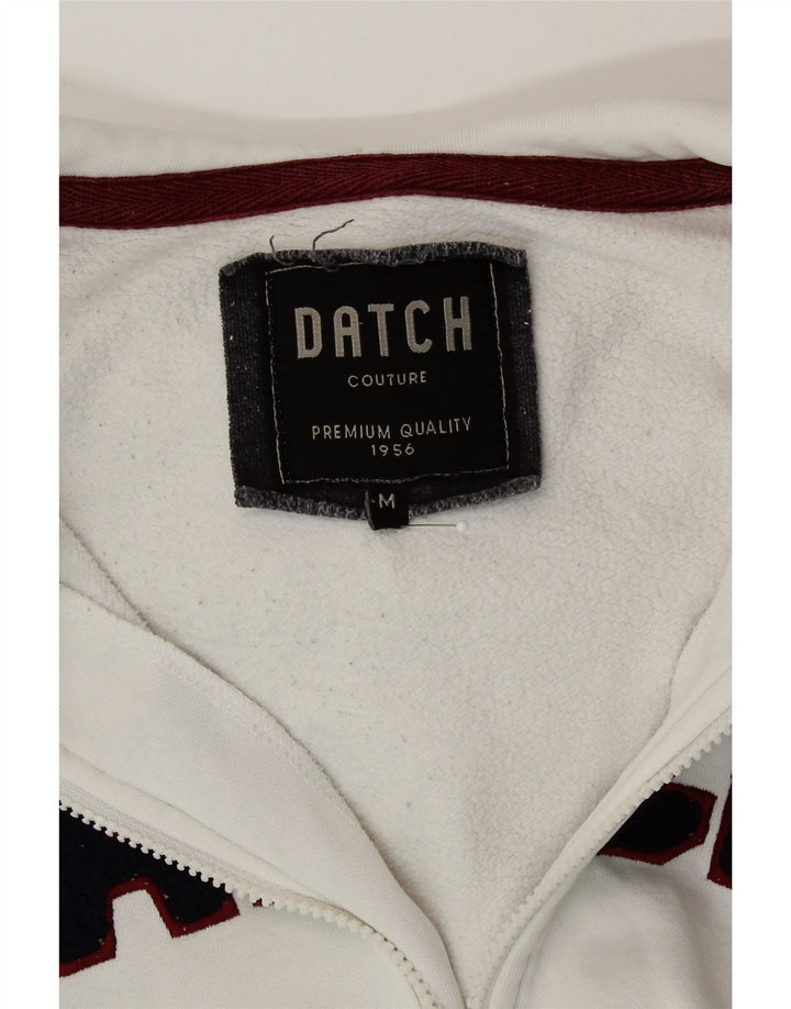 DATCH Mens Graphic Zip Hoodie Sweater Medium White