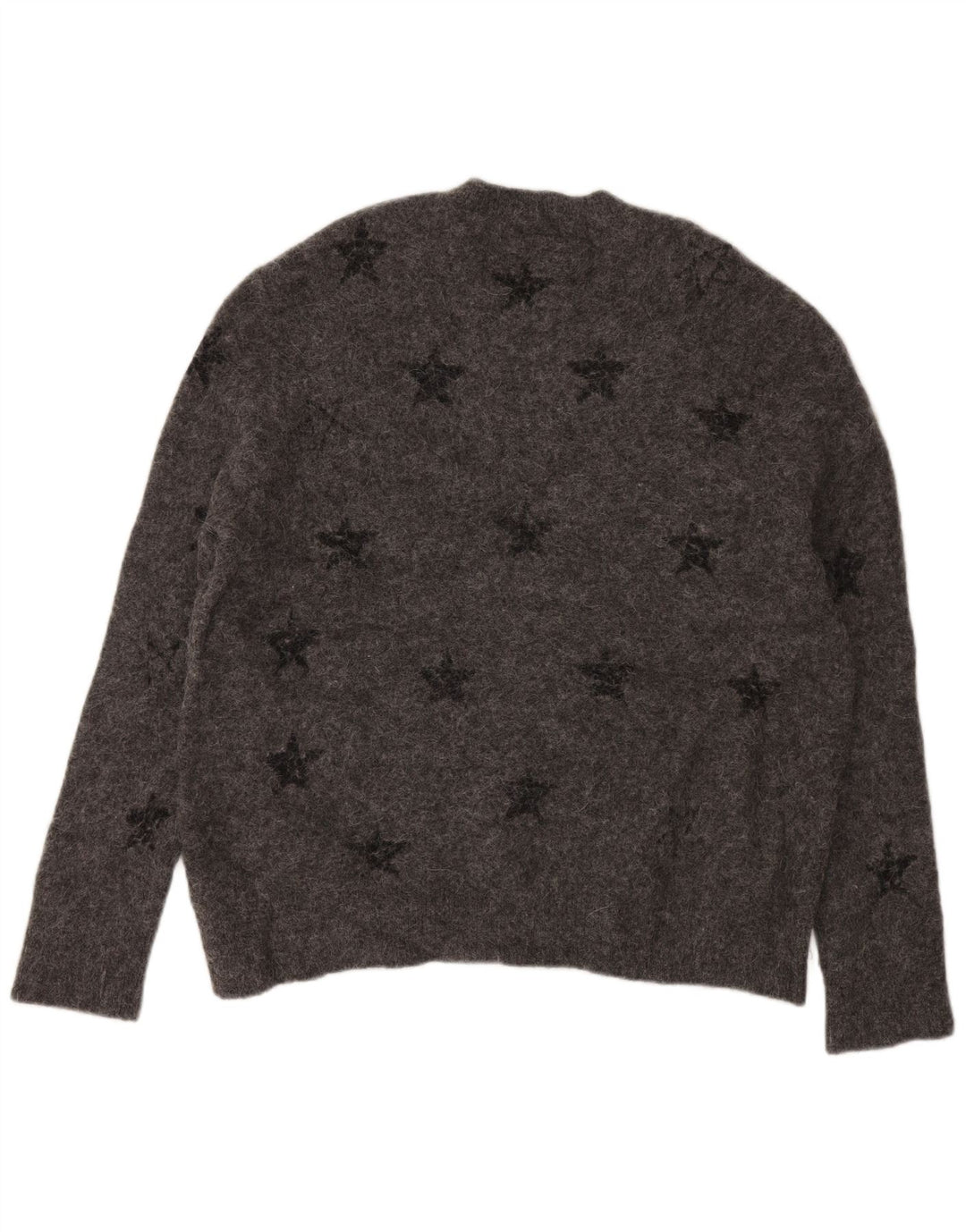 ALL SAINTS Dame sweater med rund hals DK 20 2XL Grå Geometrisk
