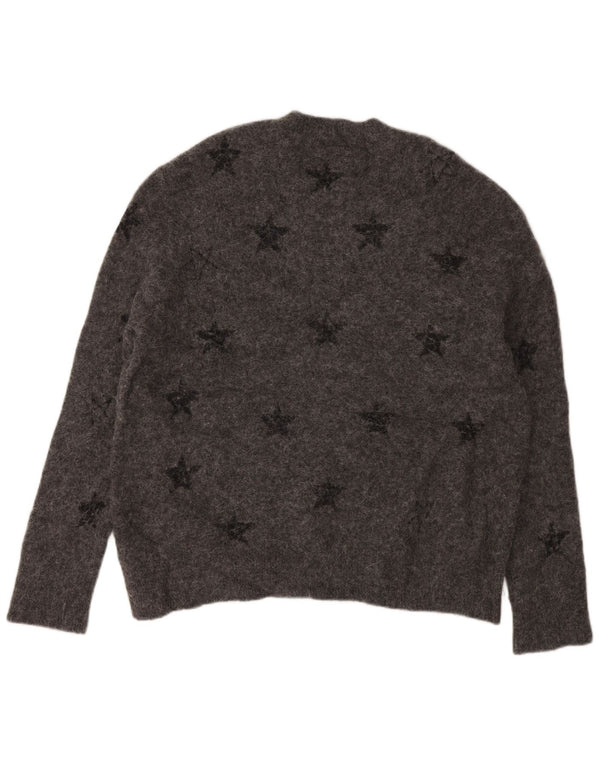 ALL SAINTS Dame sweater med rund hals DK 20 2XL Grå Geometrisk