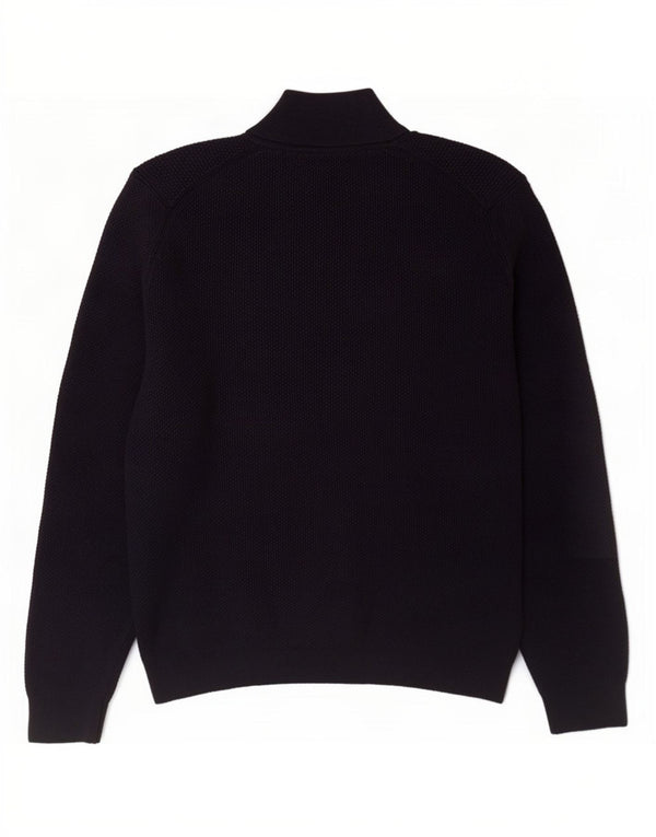 Massimo Dutti Herre Zip Neck Jumper Sweater Stor Marineblå Bomuld