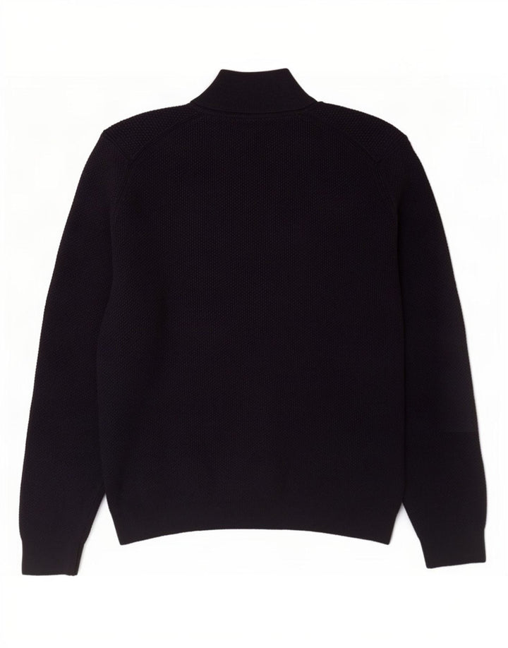 Massimo Dutti Herre Zip Neck Jumper Sweater Stor Marineblå Bomuld
