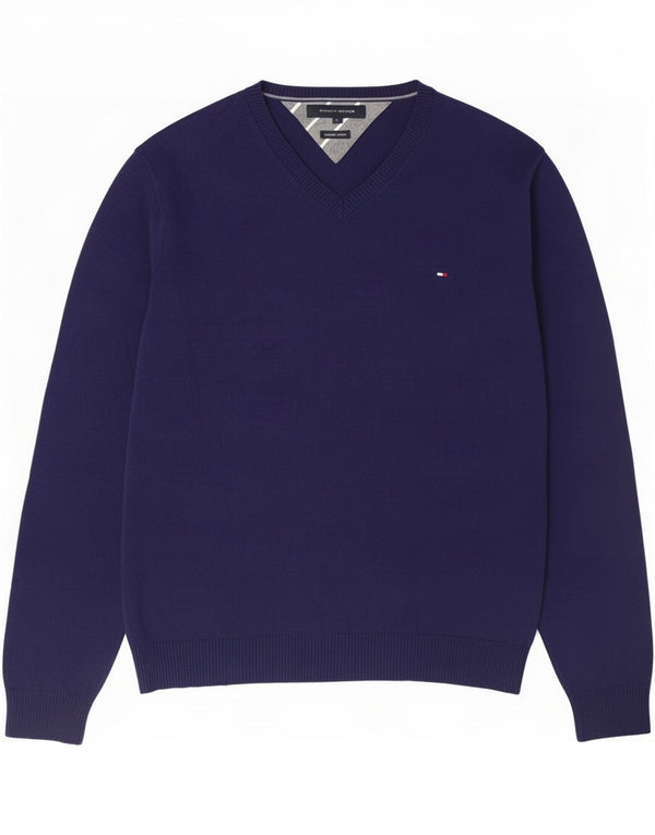 Tommy Hilfiger Herre V-hals sweater XL Marineblå Bomuld