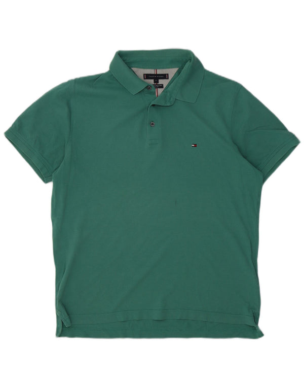 Tommy Hilfiger Mens Slim Fit Polo Shirt XL Green Cotton