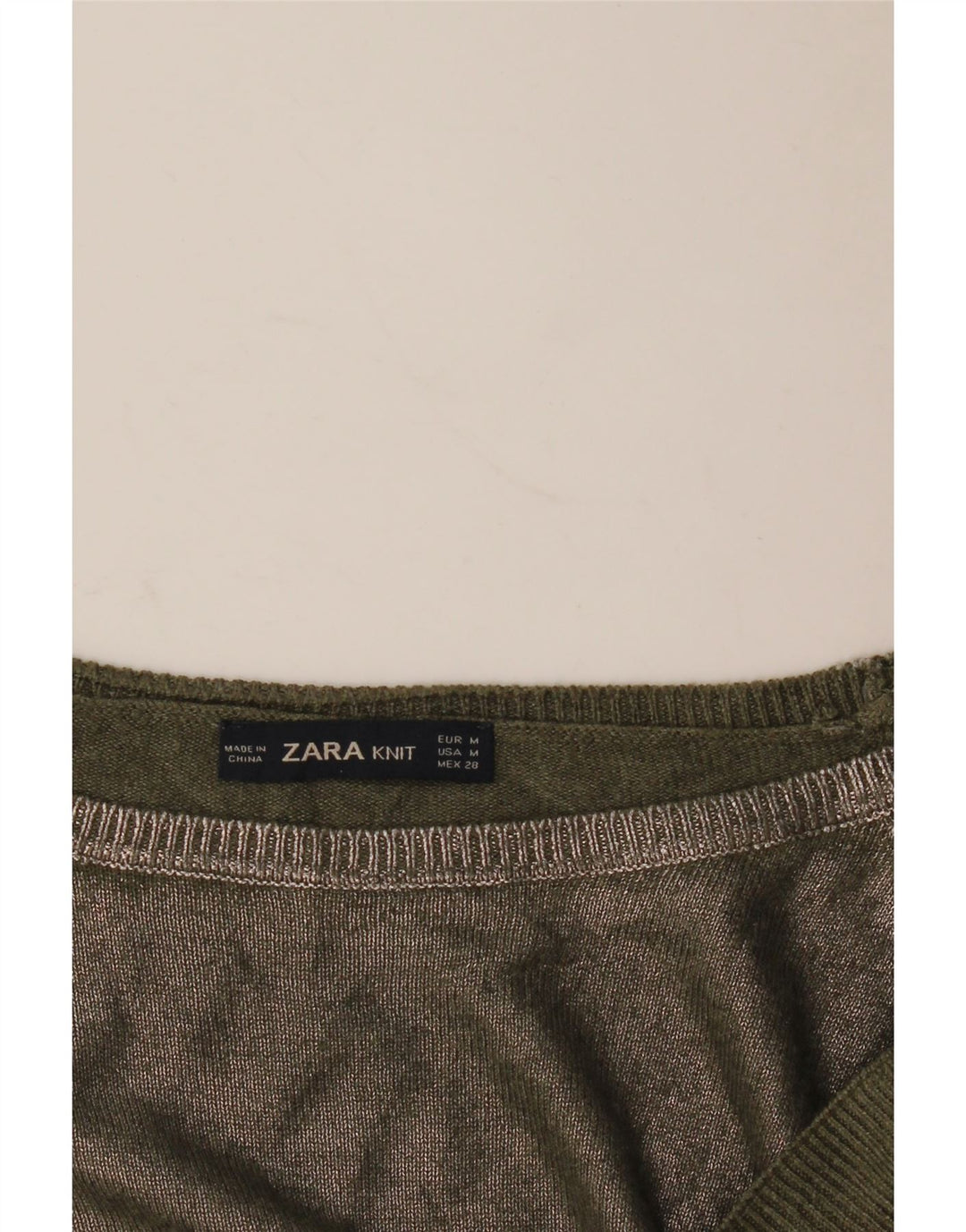 Zara Dame Boat Neck Jumper Sweater UK 14 Medium Khaki