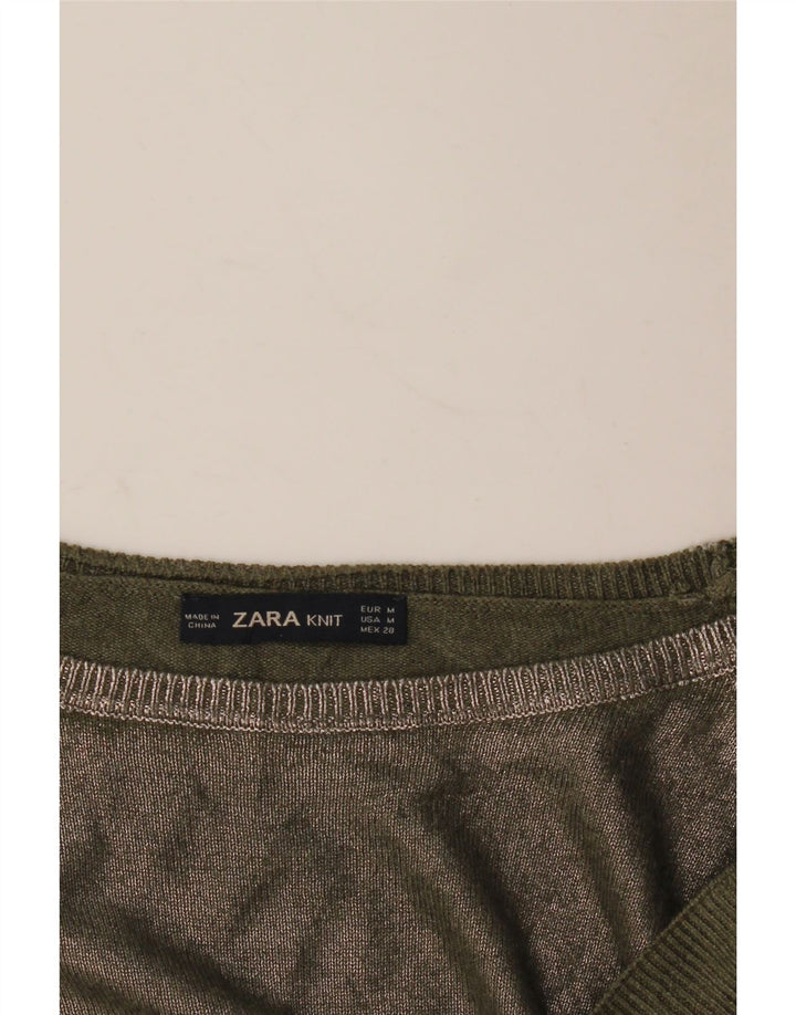 Zara Dame Boat Neck Jumper Sweater UK 14 Medium Khaki