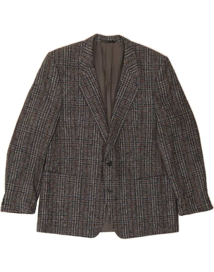 CARL GROSS Mens 2 Button Blazer Jacket UK 40 Large Grey Check New Wool Vintage Carl Gross and Second-Hand Carl Gross from Messina Hembry 