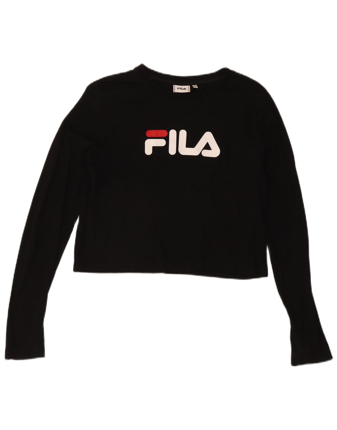FILA Womens Crop Graphic Top Langærmet UK 14 Medium Black