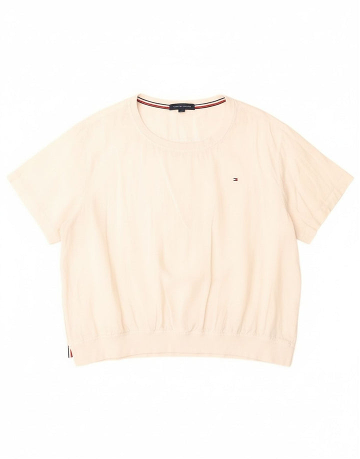Tommy Hilfiger Dame Bluse Top UK 20 2XL Hvid Linned