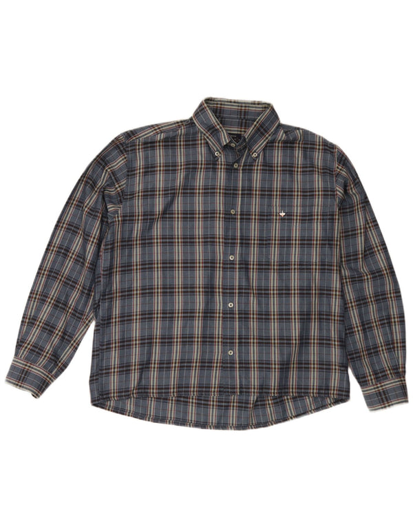 Goose & Gander Herre Flannel Shirt IT 48 Medium Navy Blue Check