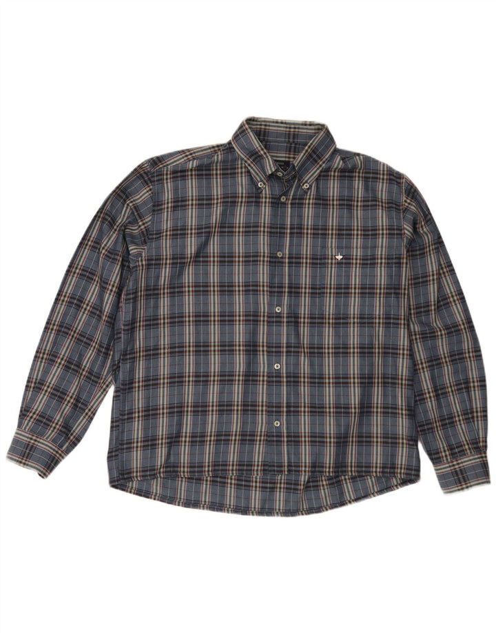 Goose & Gander Herre Flannel Shirt IT 48 Medium Navy Blue Check