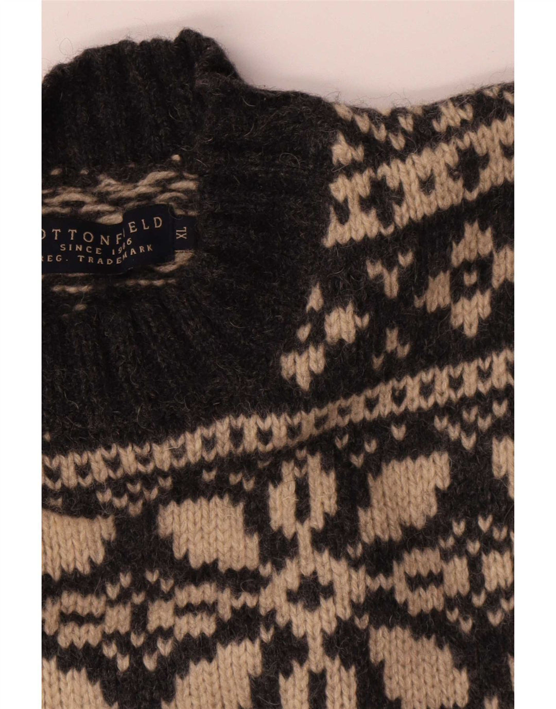 Cottonfield Herre Turtle Neck Jumper Sweater XL Grå Fair Isle Wool