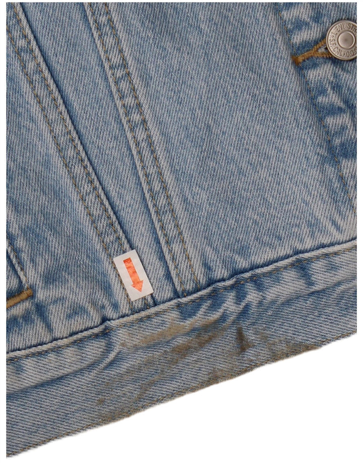 Levi's Womens Crop denimjakke UK 16 Large Blue Floral Cotton