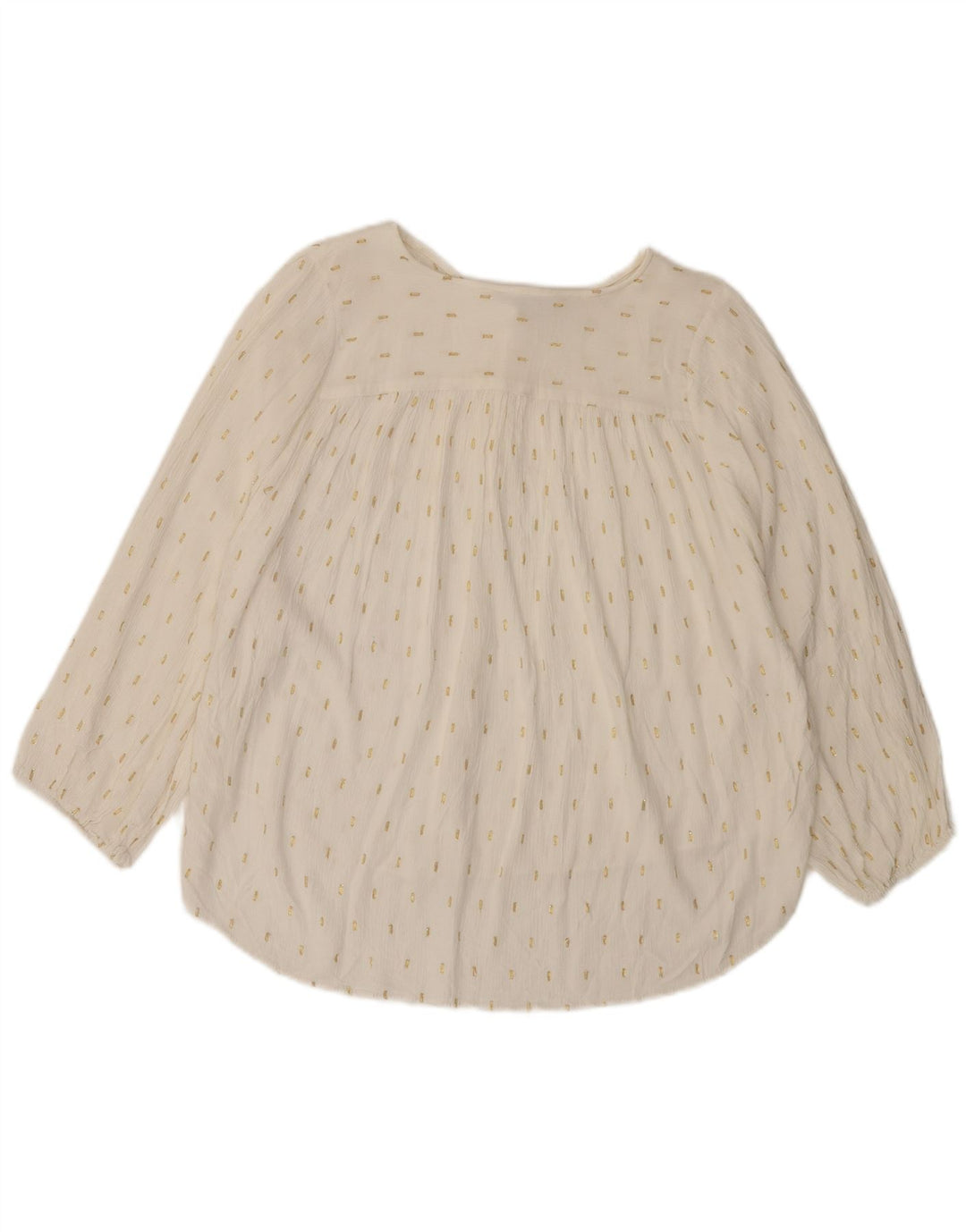 Zara Womens 3/4 Sleeve Oversized Shirt Blouse UK 14 Large Off White Spotted