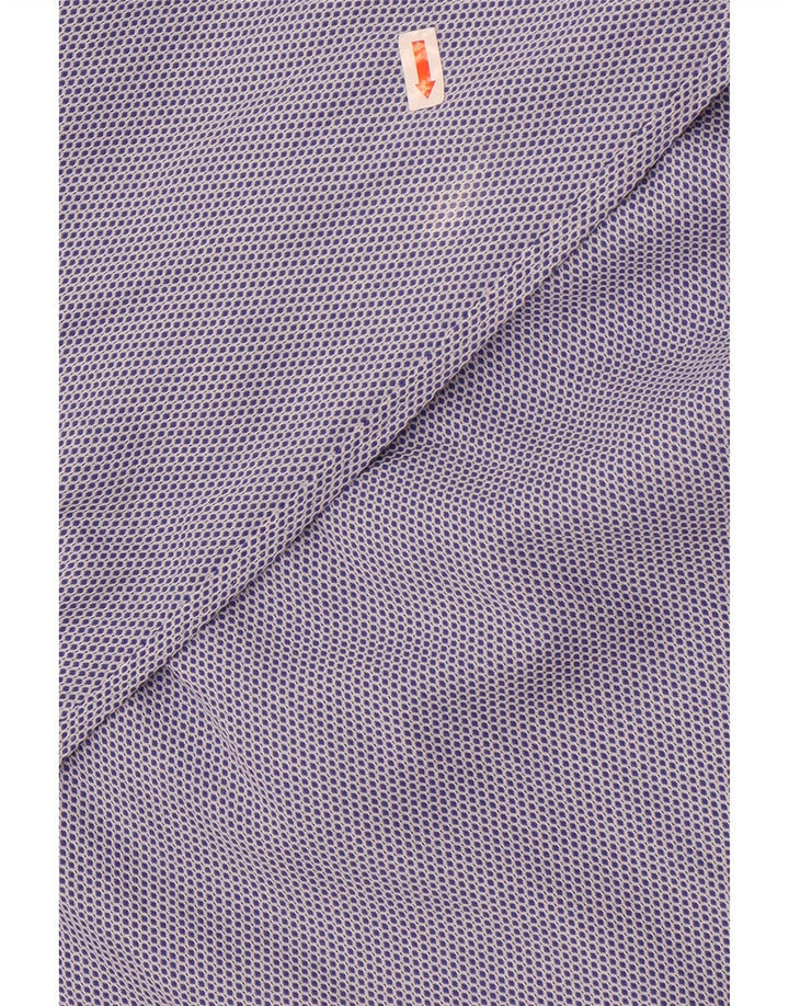 Boggi herre skræddersyet pasform skjorte størrelse 40 15 3/4 Medium blå geometrisk bomuld