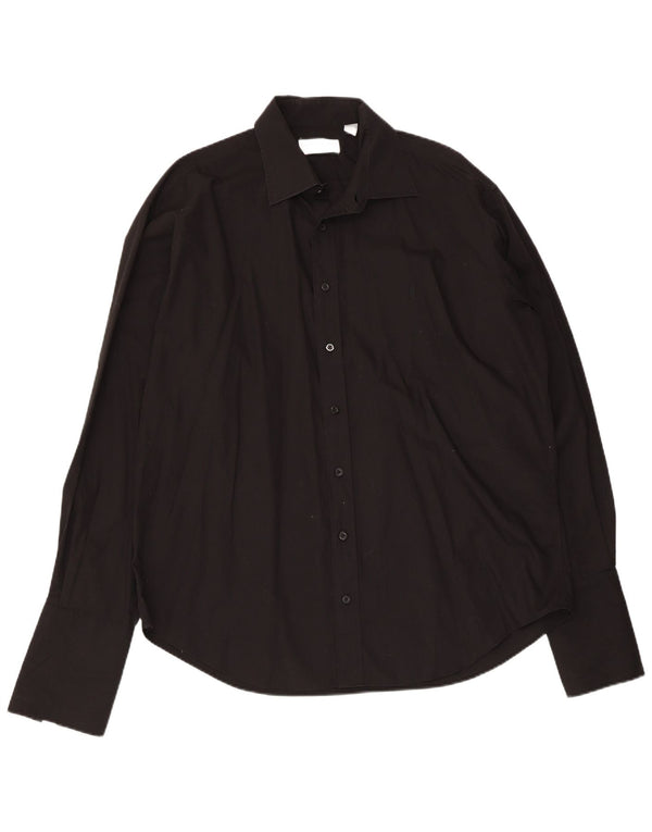 Yves Saint Laurent Herre Formel skjorte Størrelse 43 17 XL Sort Bomuld