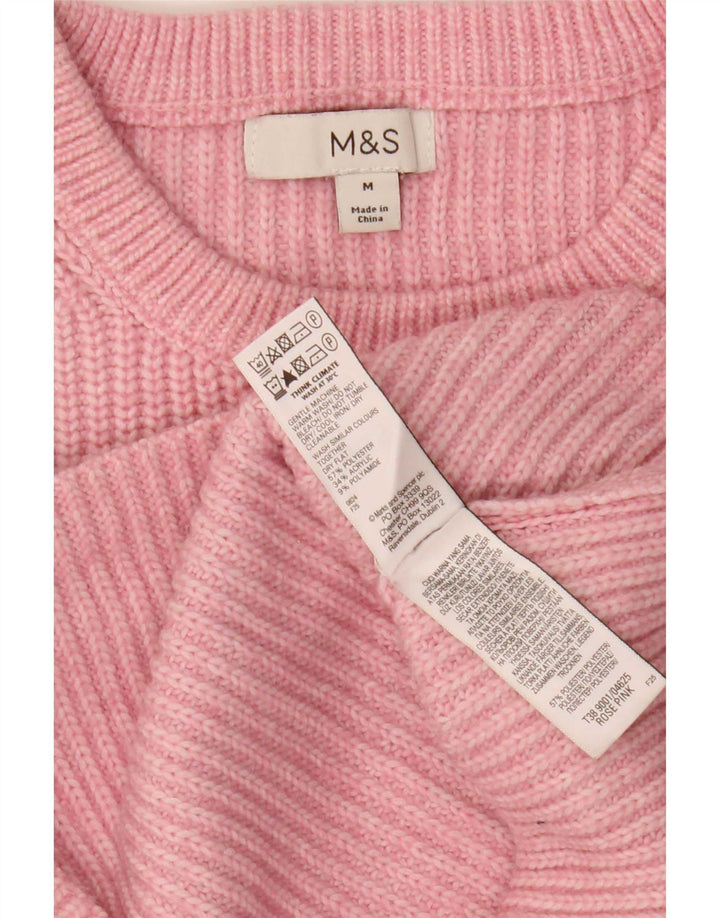 Marks & Spencer Dame Boat Neck Jumper Sweater UK 14 Medium Pink Polyester