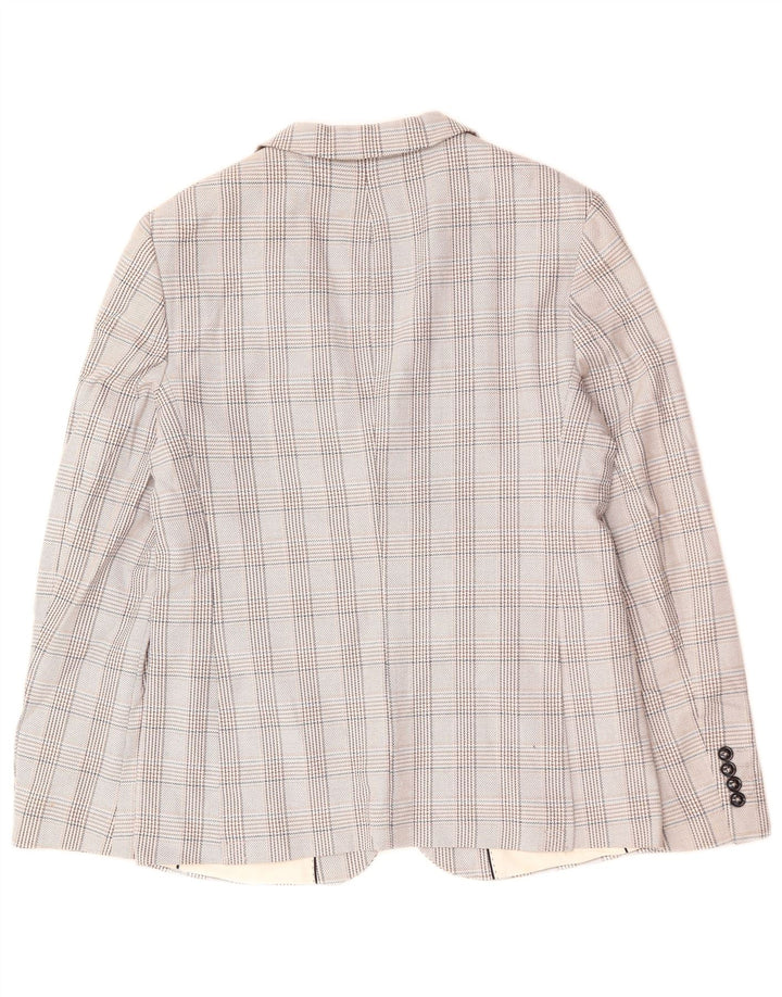 ZARA Herre 2-knaps blazerjakke EU 48 Medium Grey Houndstooth Polyester