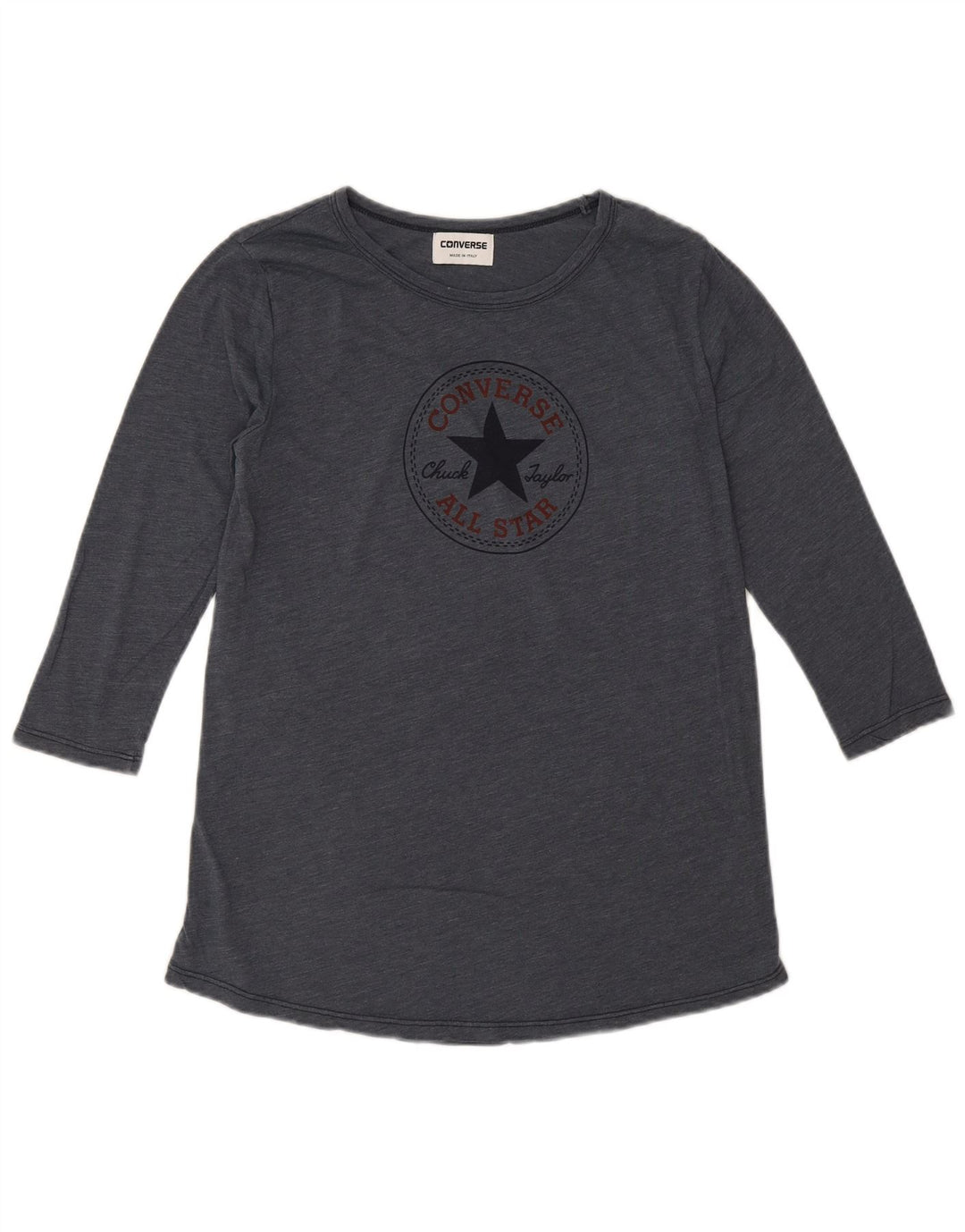 Converse grafisk top til kvinder med 3/4 ærmer UK 14 mellemgrå bomuld