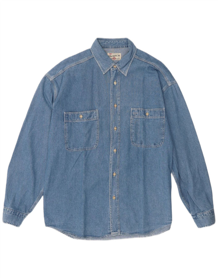 Wampum Herre Denim Skjorte Stor Blå Bomuld