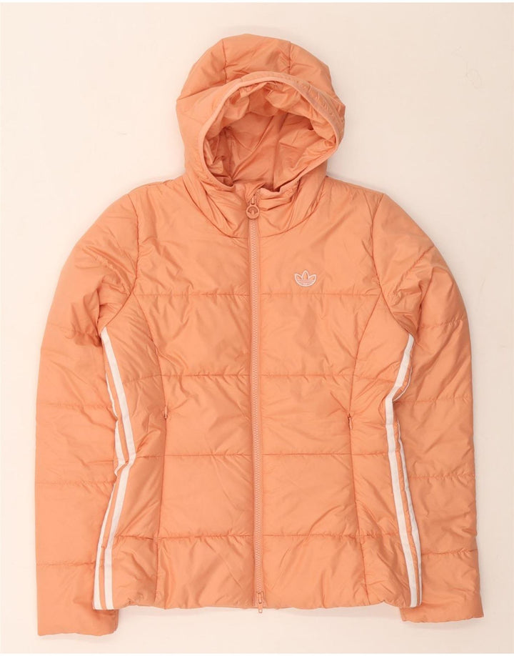Adidas Dame Primegreen Polstret hættejakke UK 10 Small Orange Polyester