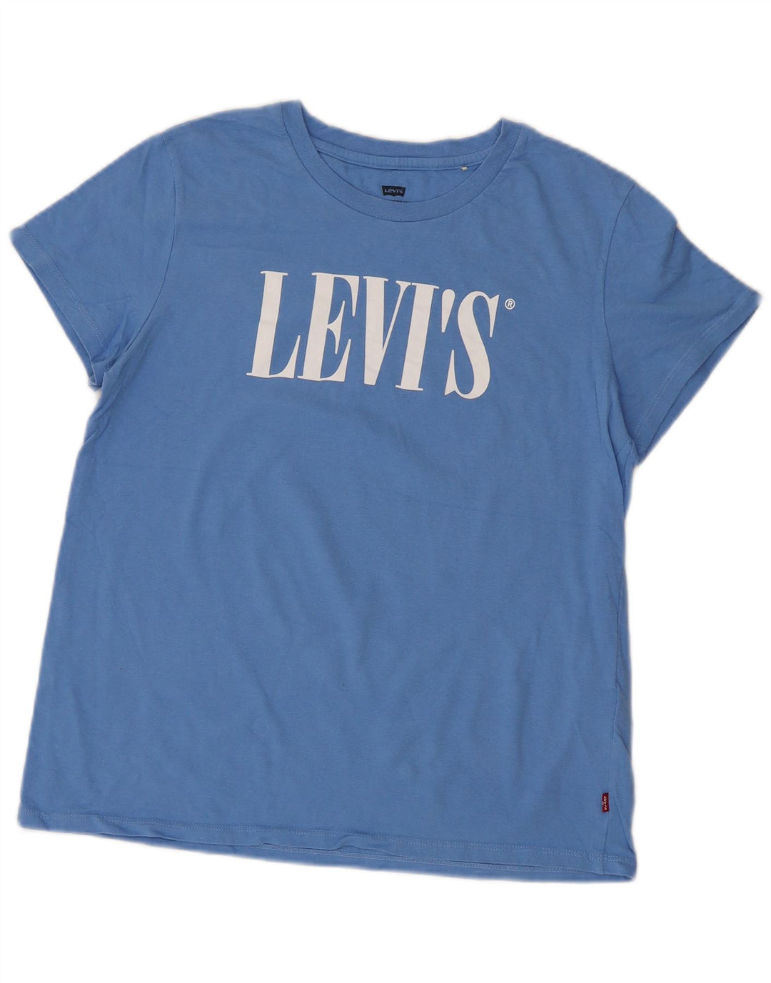 LEVI'S Grafisk T-shirt top til kvinder UK 14 Stor blå bomuld