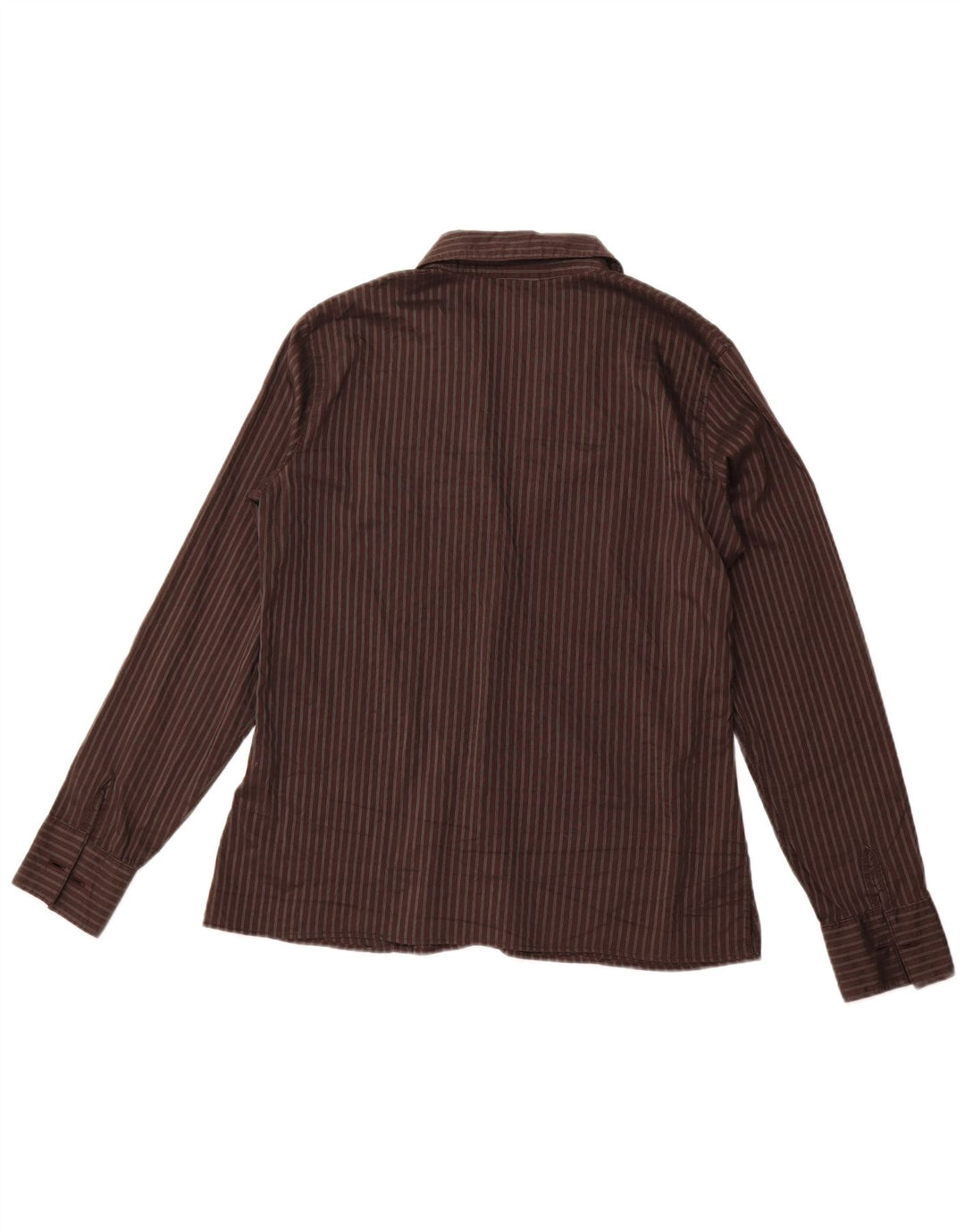 TRUSSARDI JEANS Formel skjorte til kvinder UK 16 Stor brun stribet bomuld