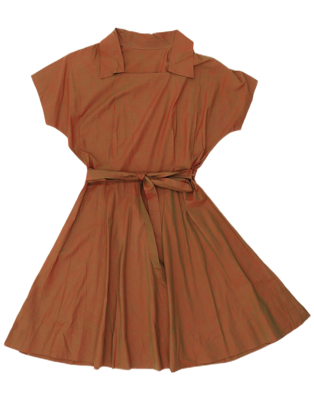 Vintage Dame A-Line Kjole UK 8 Lille Brun