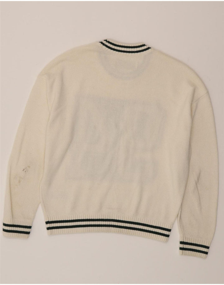 HOLLISTER Kvinde Boxy Oversized Jumper Sweater med rund hals UK 6 XS Off White
