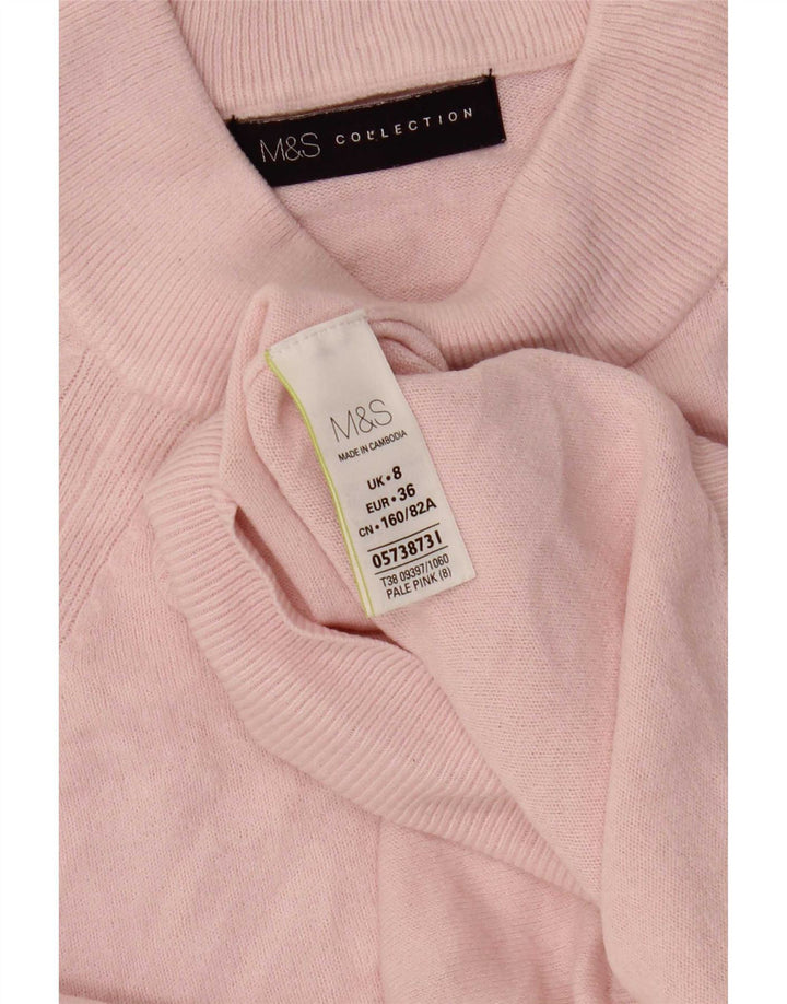 Marks & Spencer Dame Crop Turtle Neck Jumper Sweater UK 8 Small Pink
