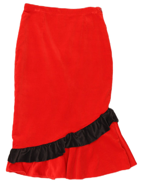 Vintage Kvinders Velvet Mermaid Skirt W27 Small Red Camouflage