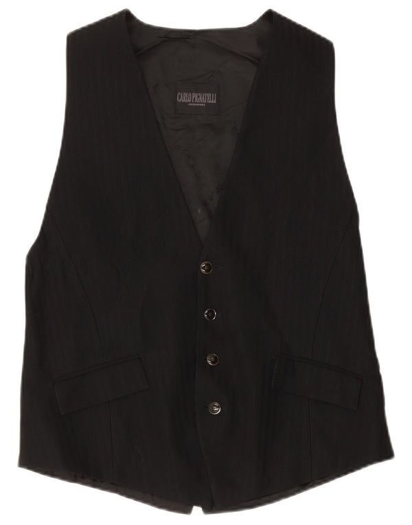 Carlo Pignatelli Dame Slim Vest IT 54 XL Sort Nålestribet Acetat