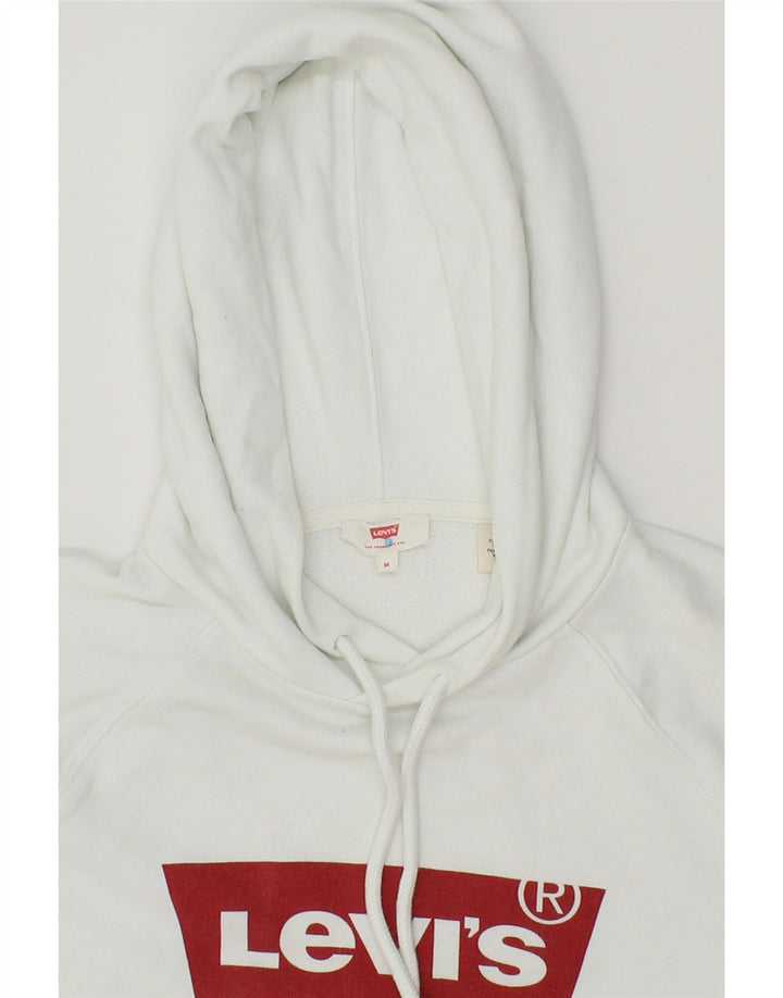LEVI'S Womens Graphic Hoodie Jumper UK 14 Medium White Cotton Vintage Levi's and Second-Hand Levi's from Messina Hembry 