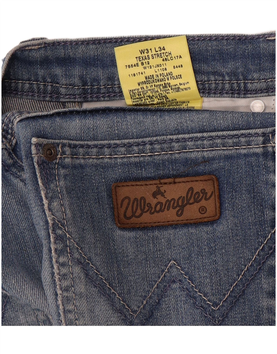 WRANGLER Dame Texas Stretch Straight Jeans W31 L34 Blå Bomuld