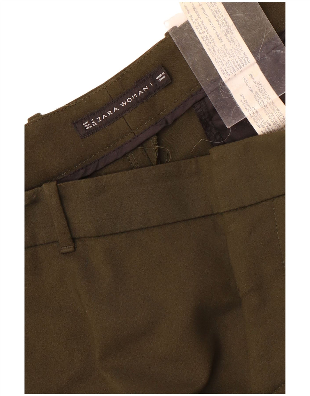 Zara Dame Slim Chino Bukser Medium W28 L29 Khaki Bomuld
