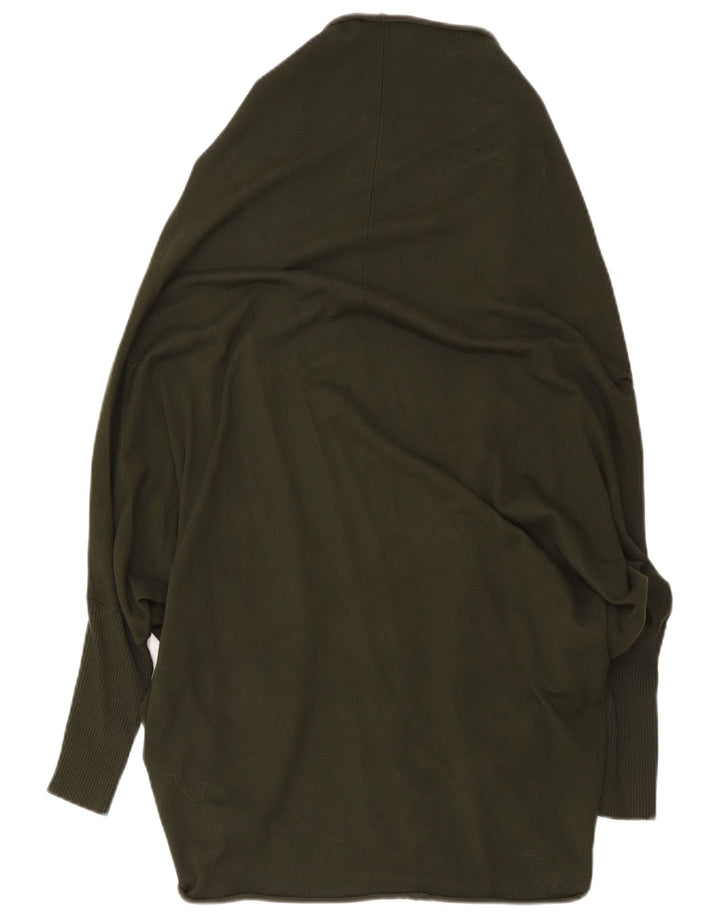 Zara Dame Oversized Longline Åben Cardigan Sweater UK 14 Medium Khaki